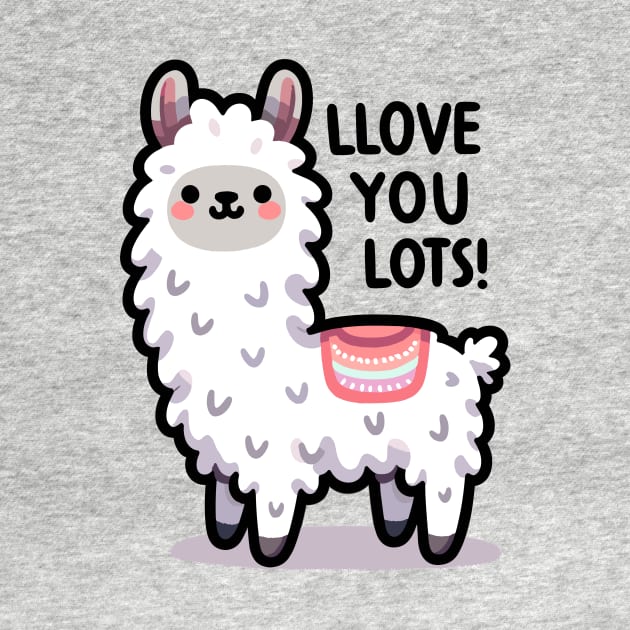 LLove you Lots - Cute Funny Kawaii Llama by TeeTopiaNovelty